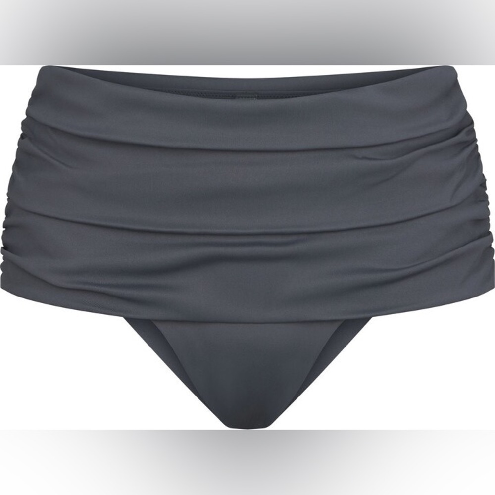 Skims Shaping Swim Foldover Skirt Bikini Bottom Gunmetal Size 3X & XS